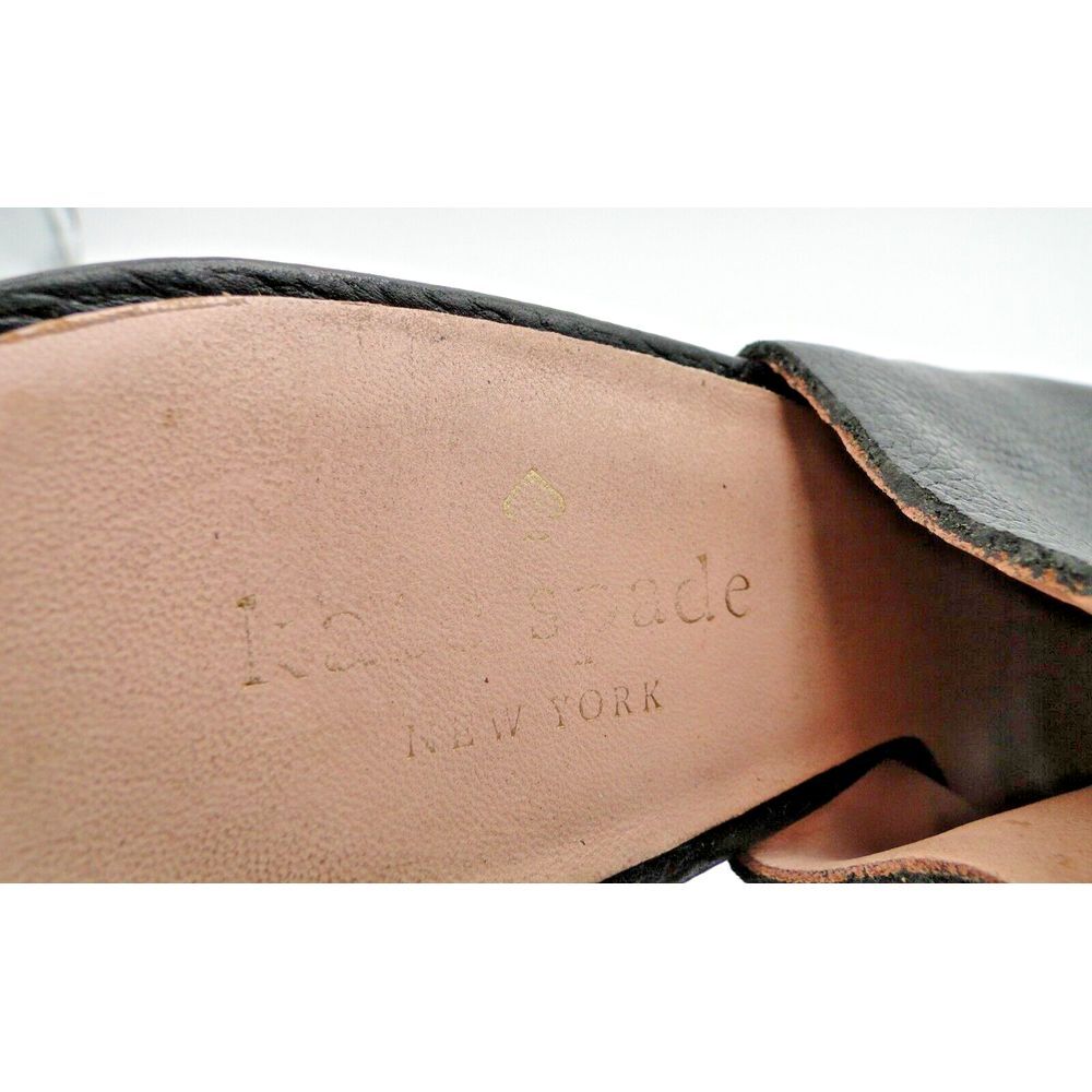 Kate Spade "Vero Cuoio" Sz 8.5M Black Wedge Leather Open Toe Sling Back Wedge - Picture 9 of 9